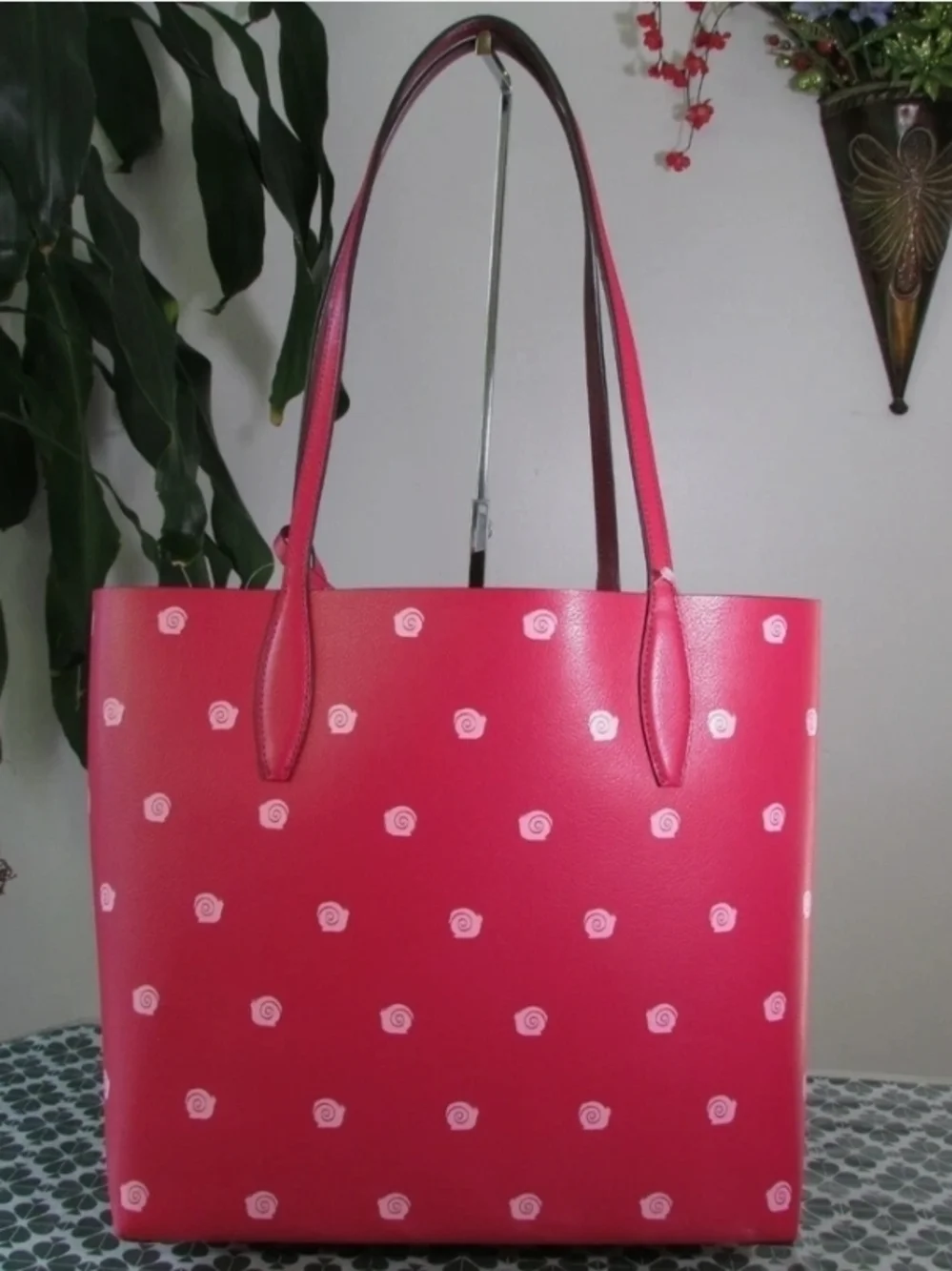 kate spade Hot Pink Printed Tote with Matching Pouch